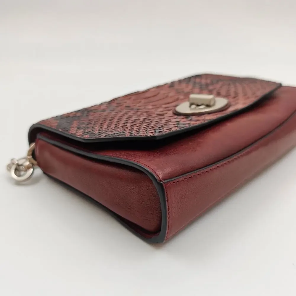 Coach Crosstown Python Embossed Leather Turnlock Crossbody Bag Brown Snake Print